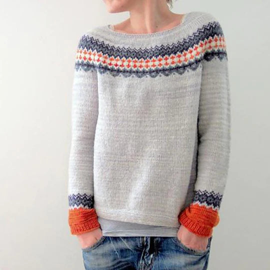 Vire - Grauer Pullover im Boho-Stil