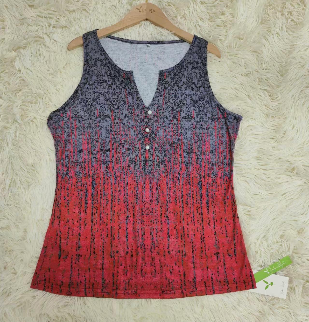 FallStil - Ombre Tank-Top mit Regenmuster in Blau und Rot