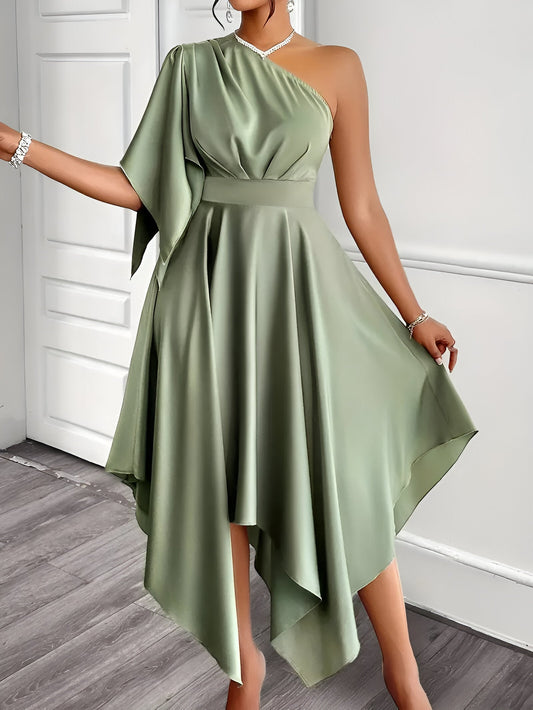 Caia | Elegantes Asymmetrisches One-Shoulder Peplum-Kleid