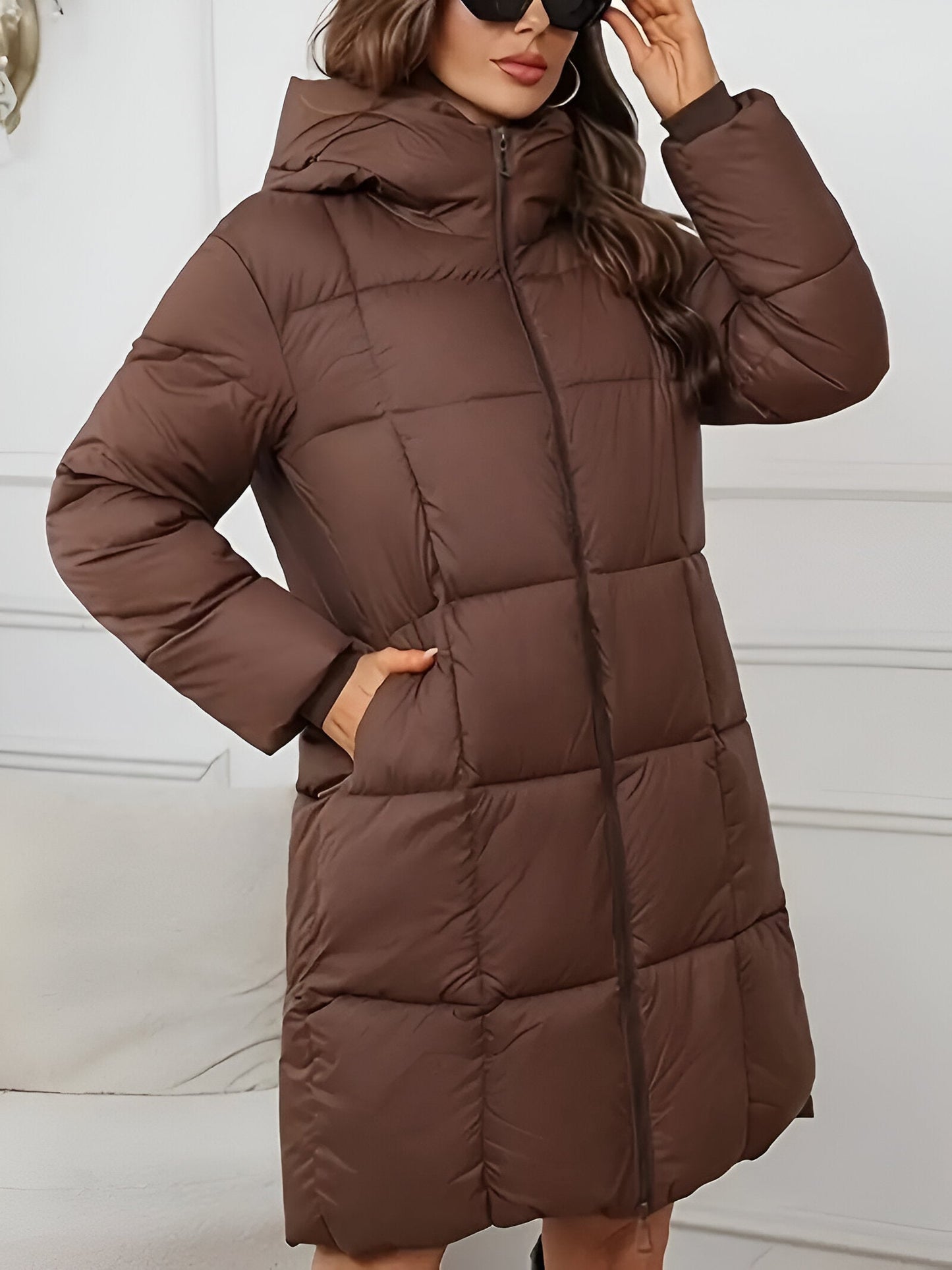 Sigrid | Elegante Plus-Size Lange Jacke mit Kapuze für Damen