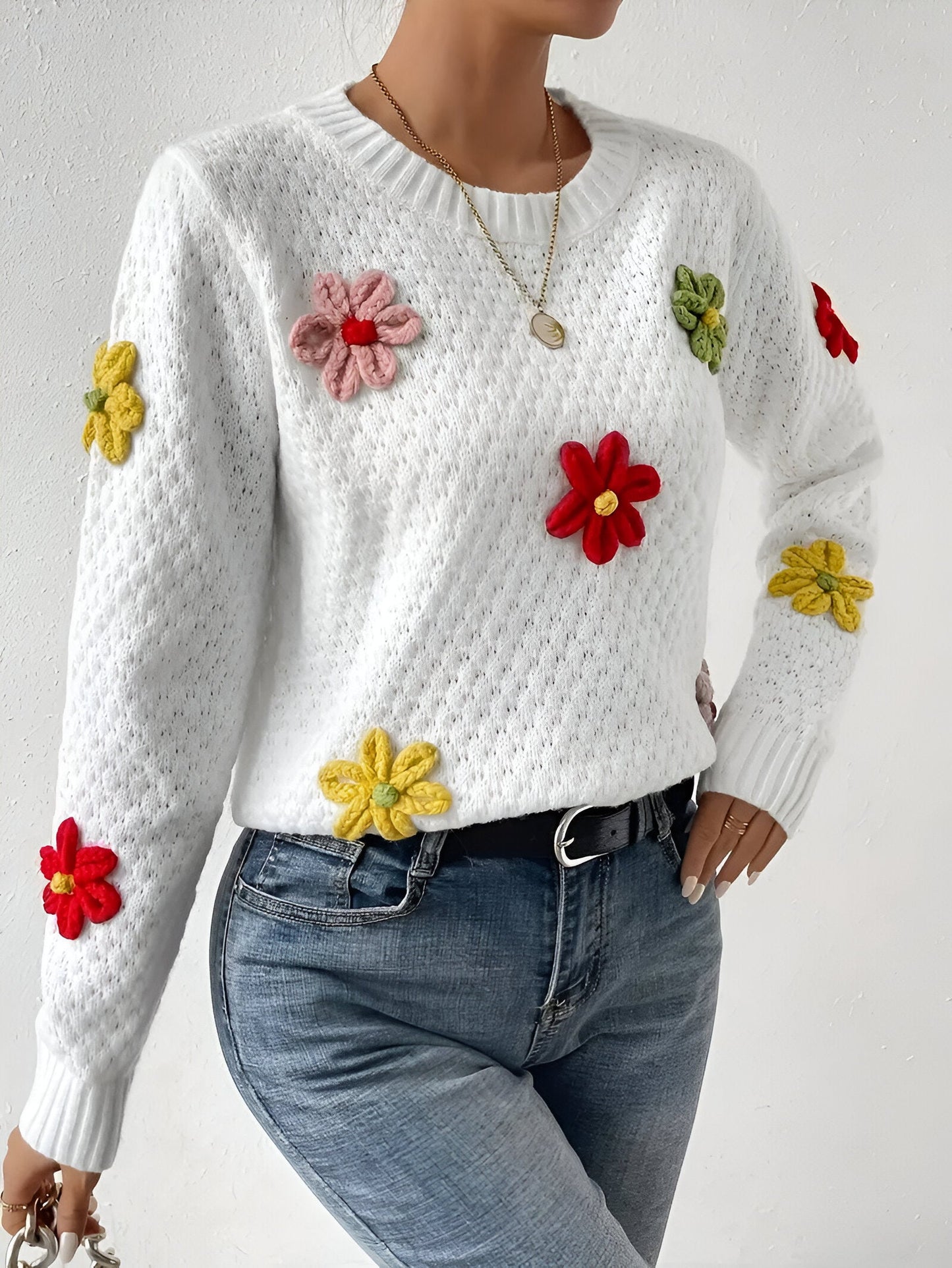 Camila | Pullover mit Rundhalsausschnitt und Blumendruck