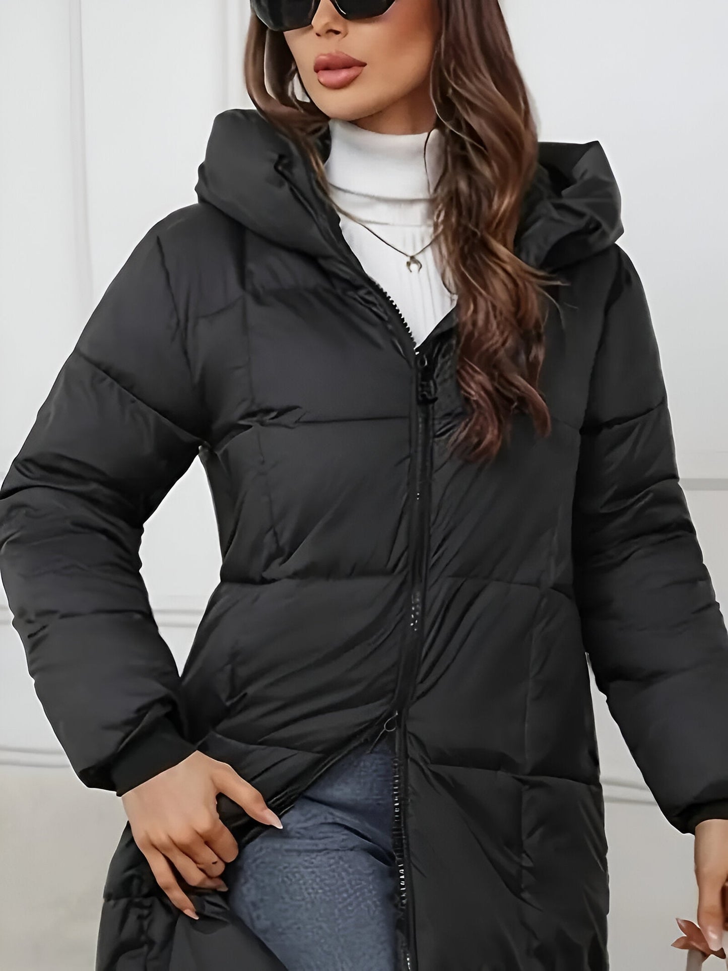 Sigrid | Elegante Plus-Size Lange Jacke mit Kapuze für Damen