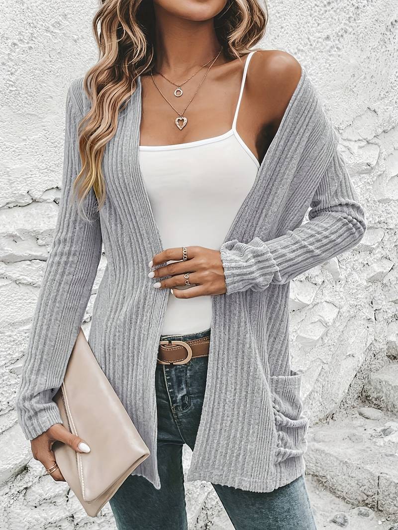 Scarlett – langärmliger cardigan mit offener vorderseite und zwei taschen