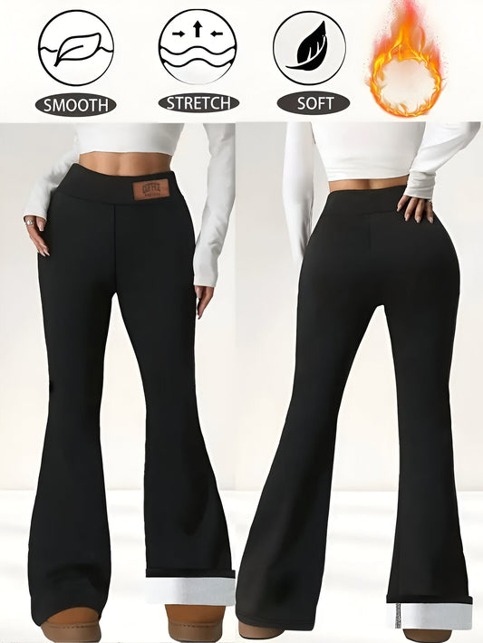 Faustina | High-Waisted Fleecegefütterte Flared Pants für mühelosen Herbst/Winter-Stil