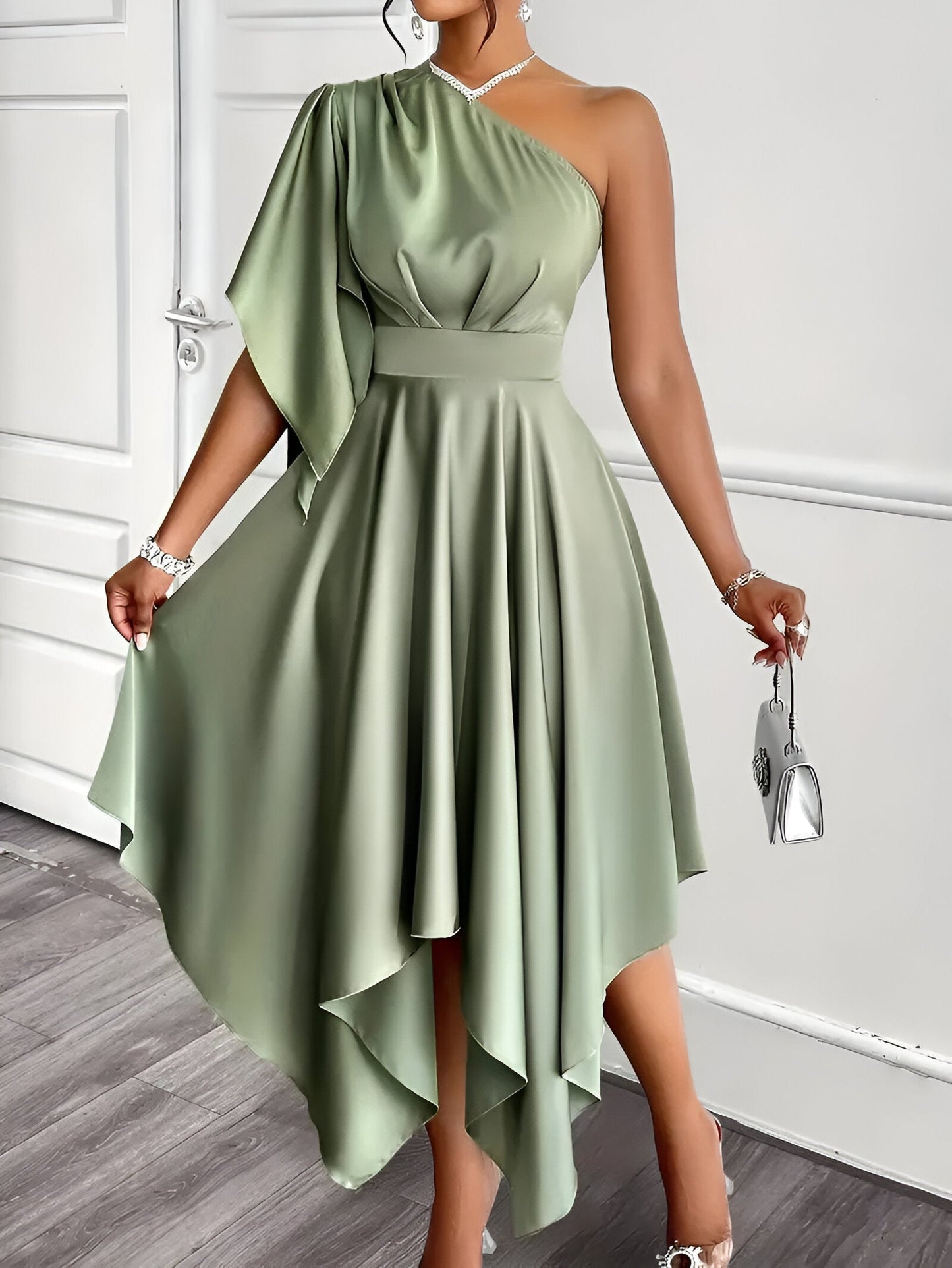 Caia | Elegantes Asymmetrisches One-Shoulder Peplum-Kleid