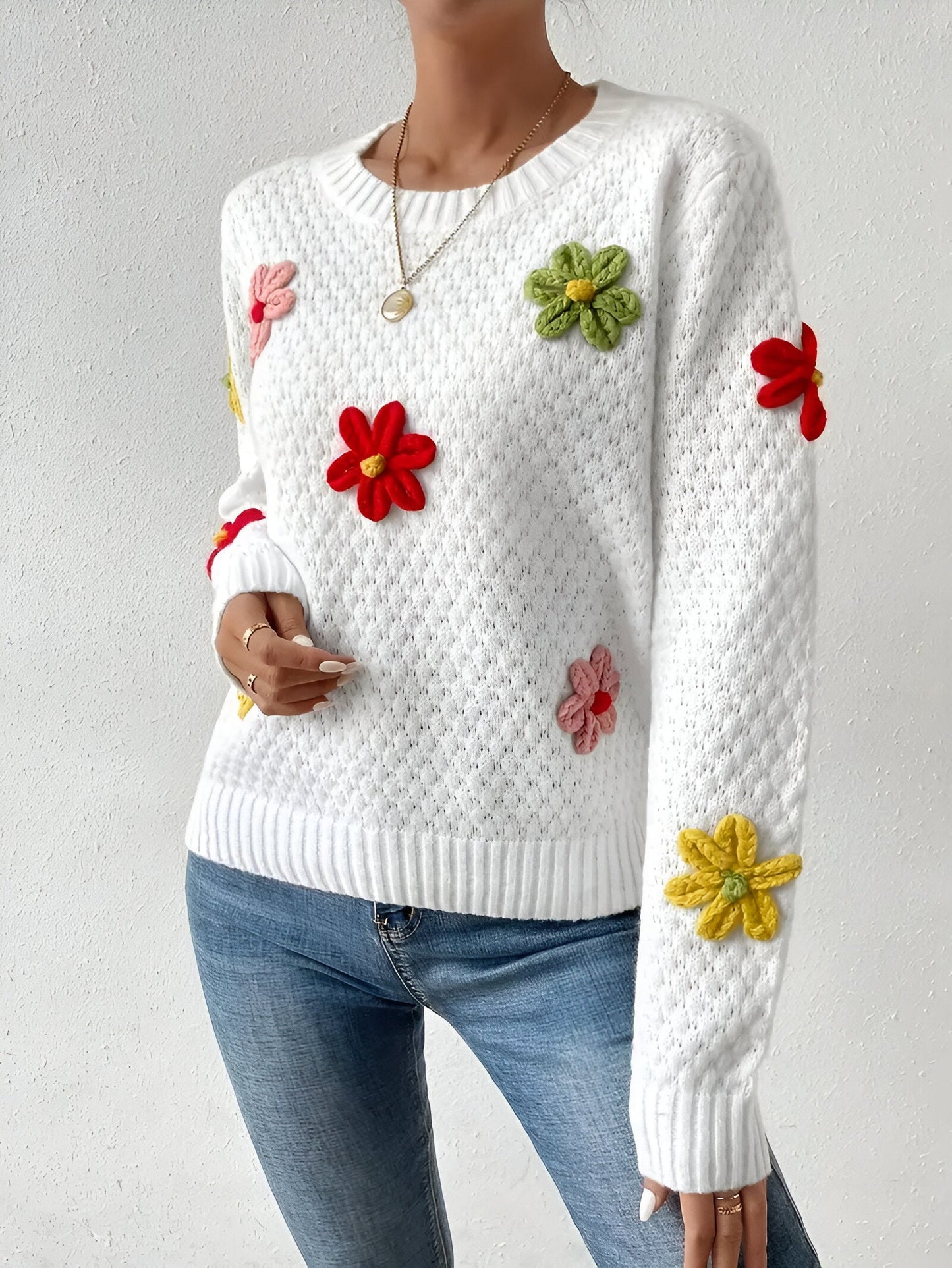 Camila | Pullover mit Rundhalsausschnitt und Blumendruck