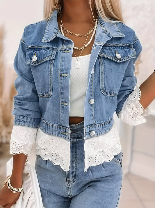 Joceline | Schicke Denim-Jacke mit Spitzenbesatz