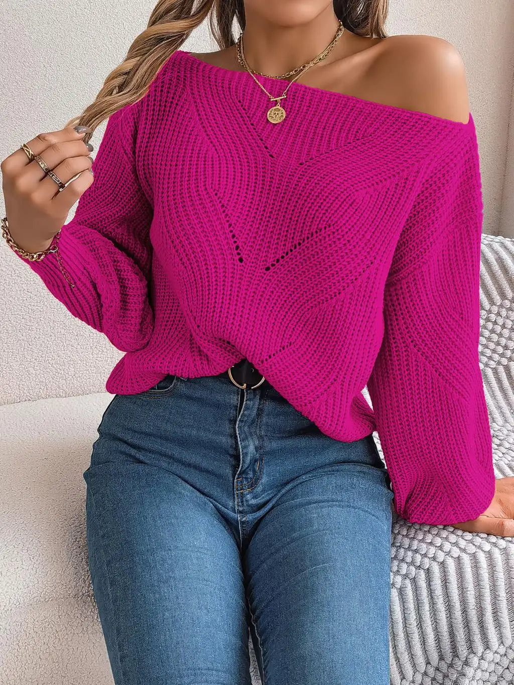 Jackie - Off-Shoulder-Strickpullover