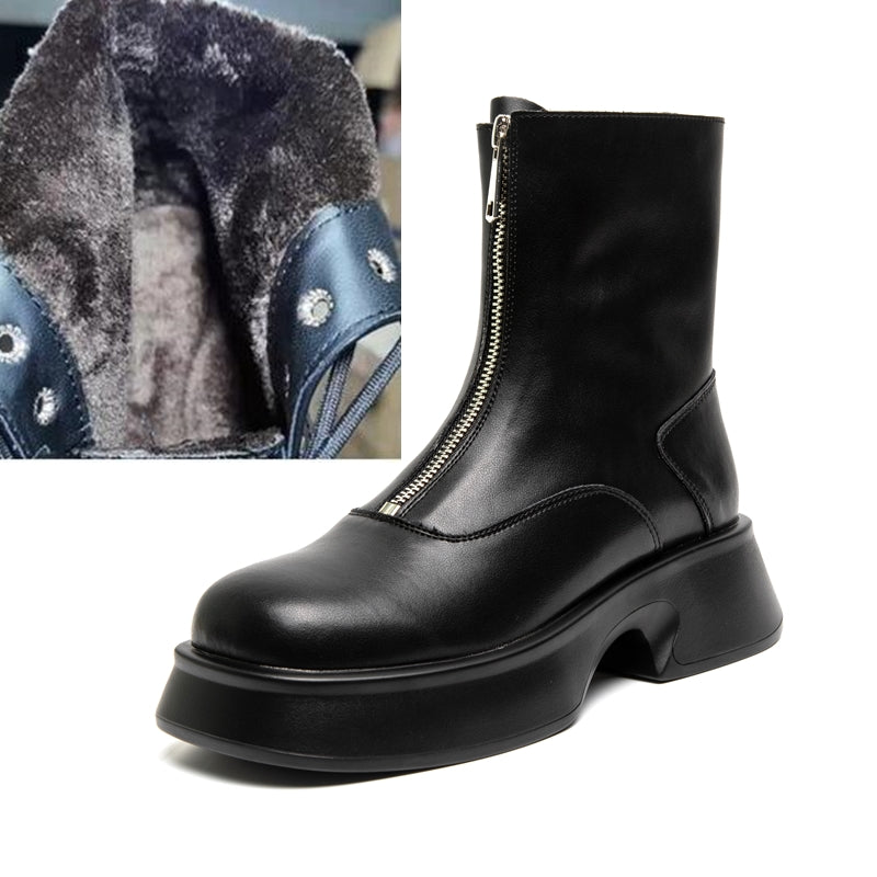 Averi | Damen Leder Mode Winterstiefel