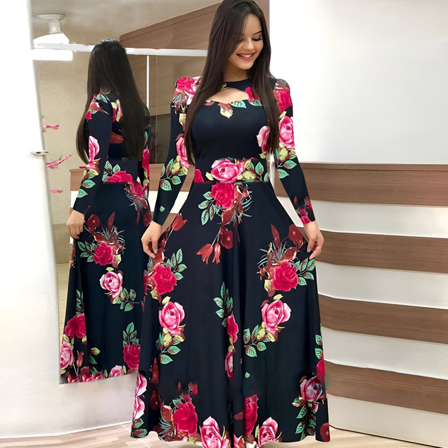 Bronwyn | Elegantes Blumen-Maxikleid für den Herbst