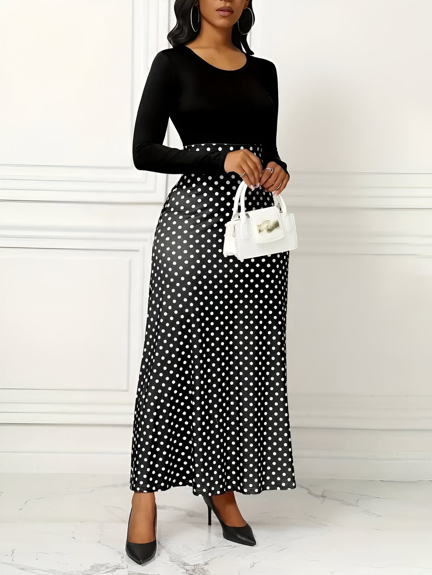 Brygida | Mühelos Elegantes Polka-Dot-Maxikleid