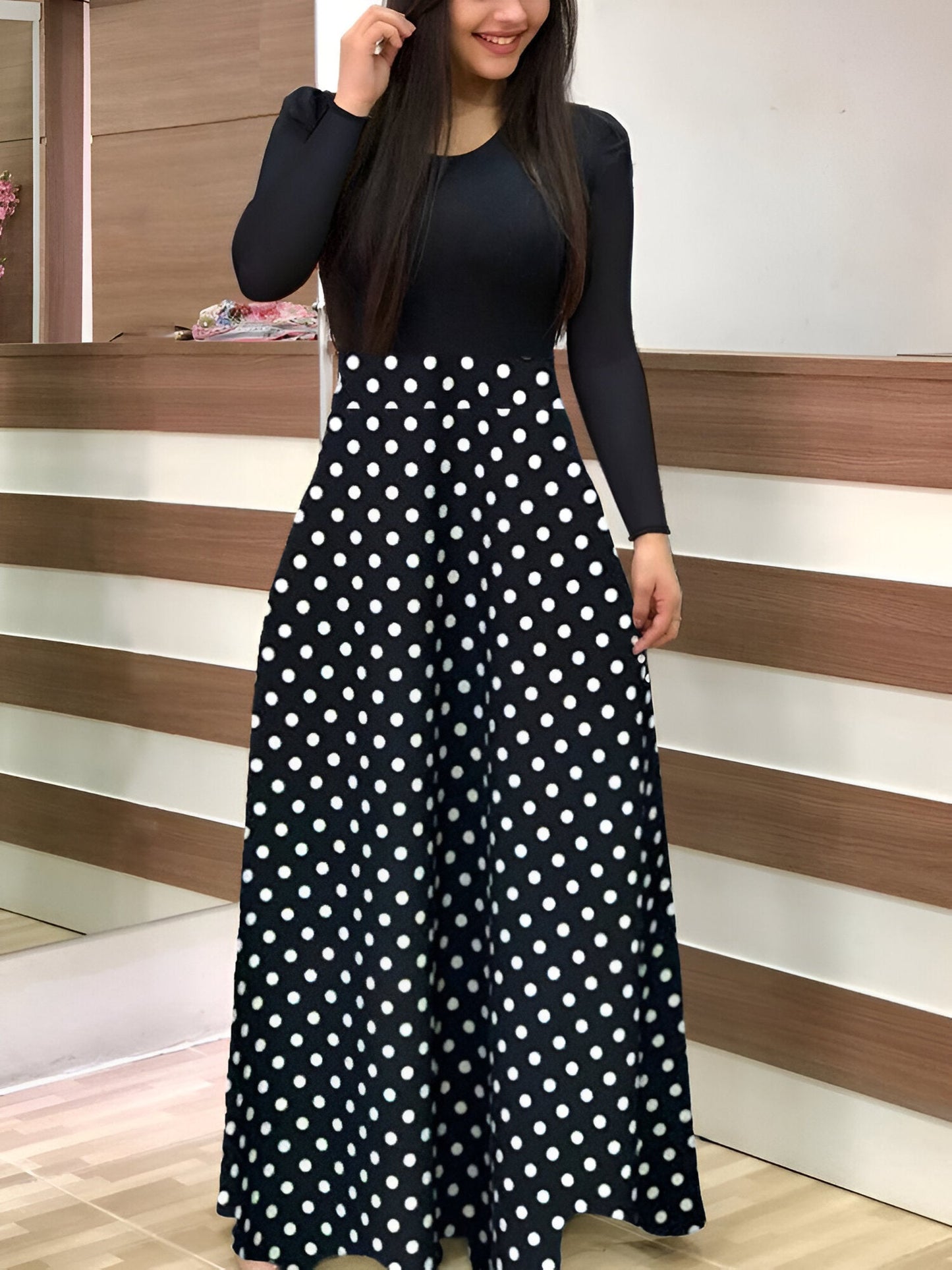 Brygida | Mühelos Elegantes Polka-Dot-Maxikleid