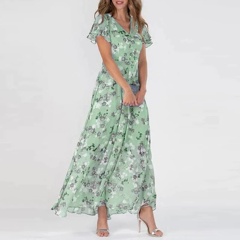 Victoria - Langes Sommerkleid mit Blumenmuster