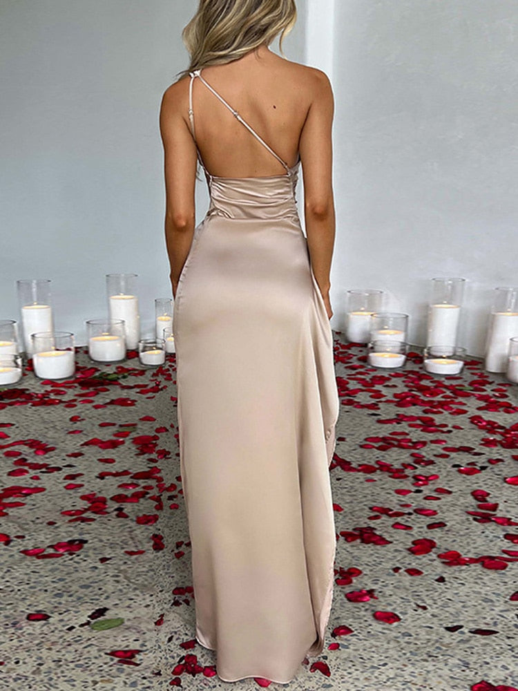 Satin One Shoulder Kleid