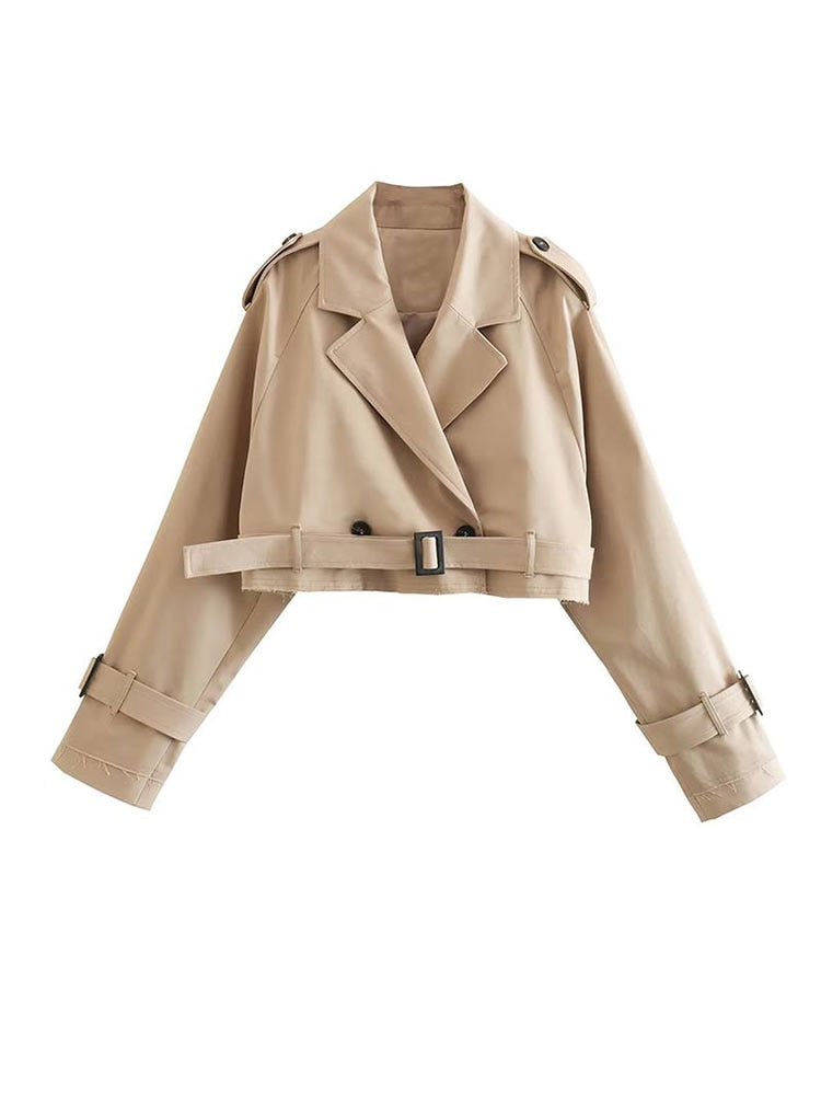 Beige Cropped Trenchcoat