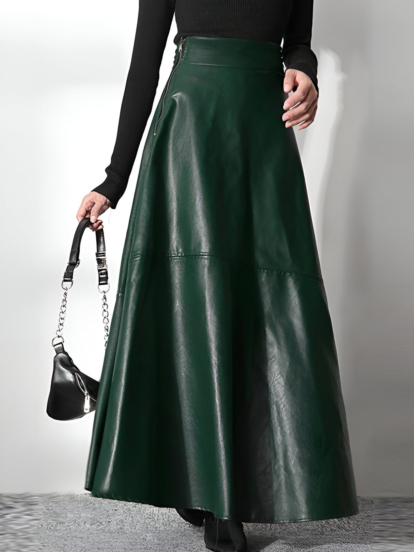 Andreea | Eleganter PU-Leder Maxi-Rock