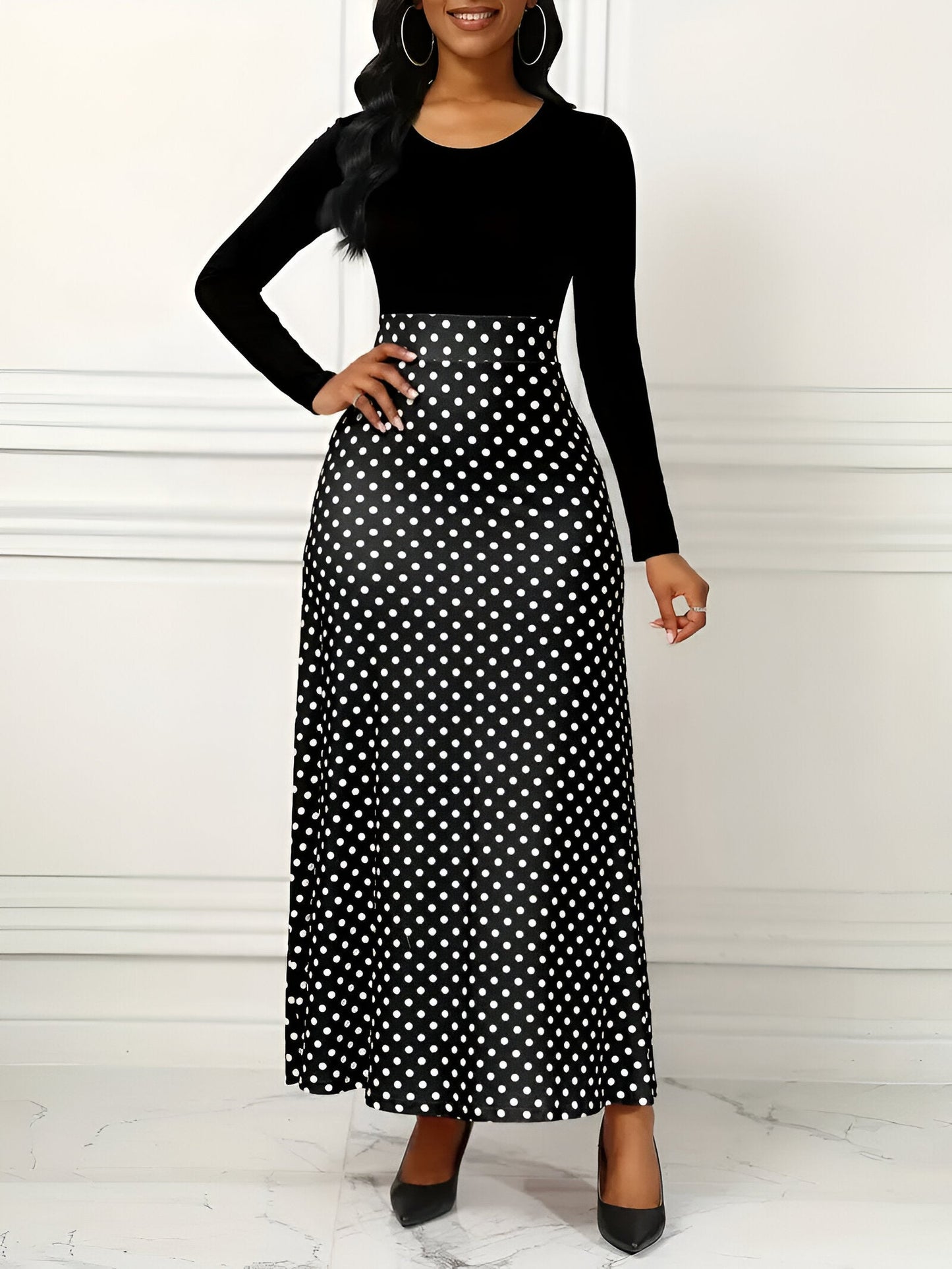 Brygida | Mühelos Elegantes Polka-Dot-Maxikleid