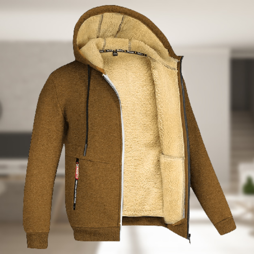 Sadi | Lässige Herren Winterjacke mit Kapuze und Fleece