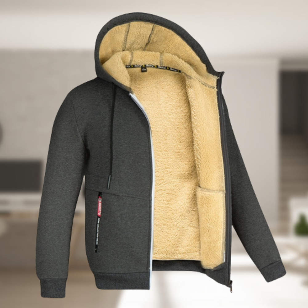 Sadi | Lässige Herren Winterjacke mit Kapuze und Fleece