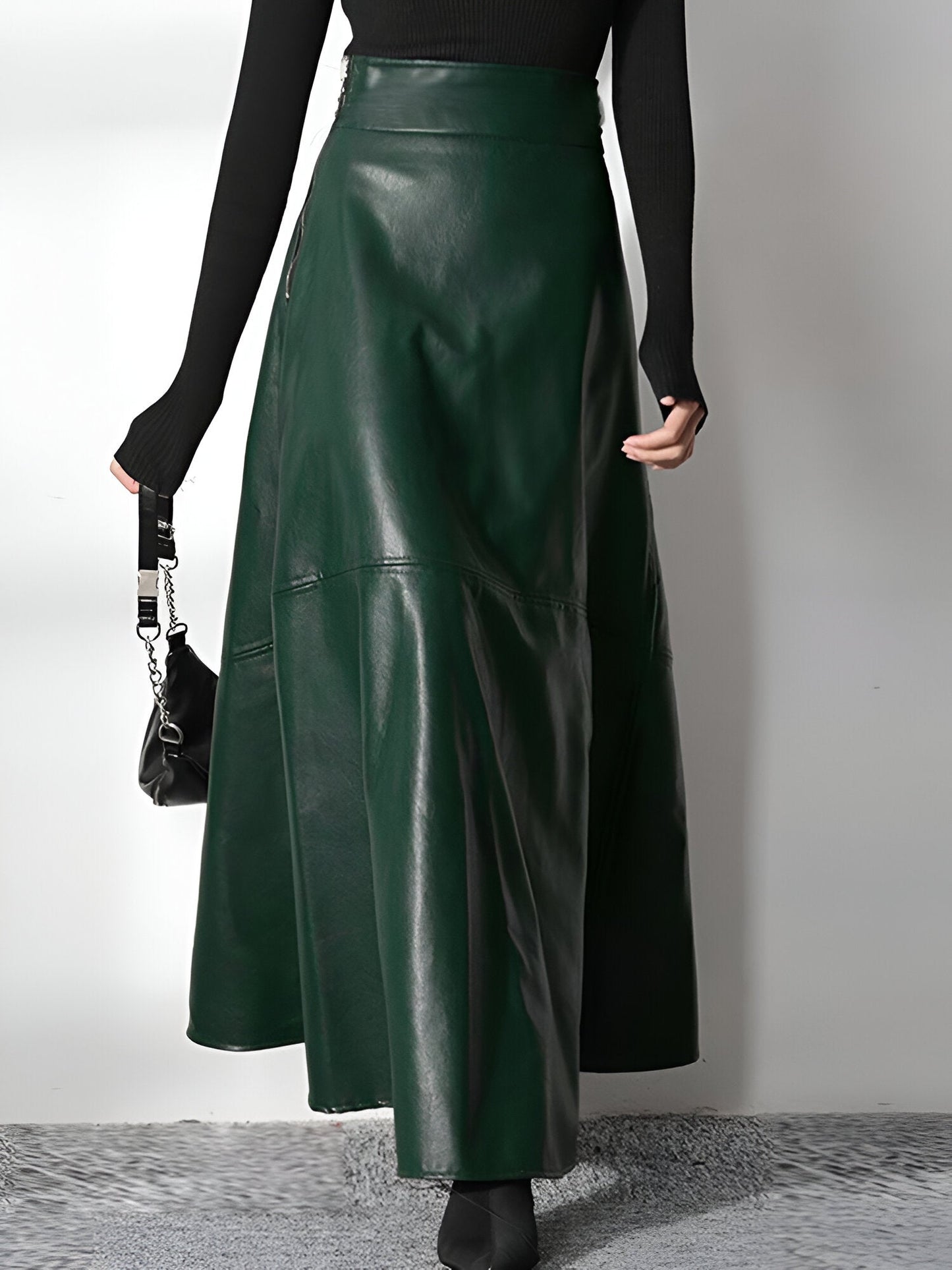 Andreea | Eleganter PU-Leder Maxi-Rock