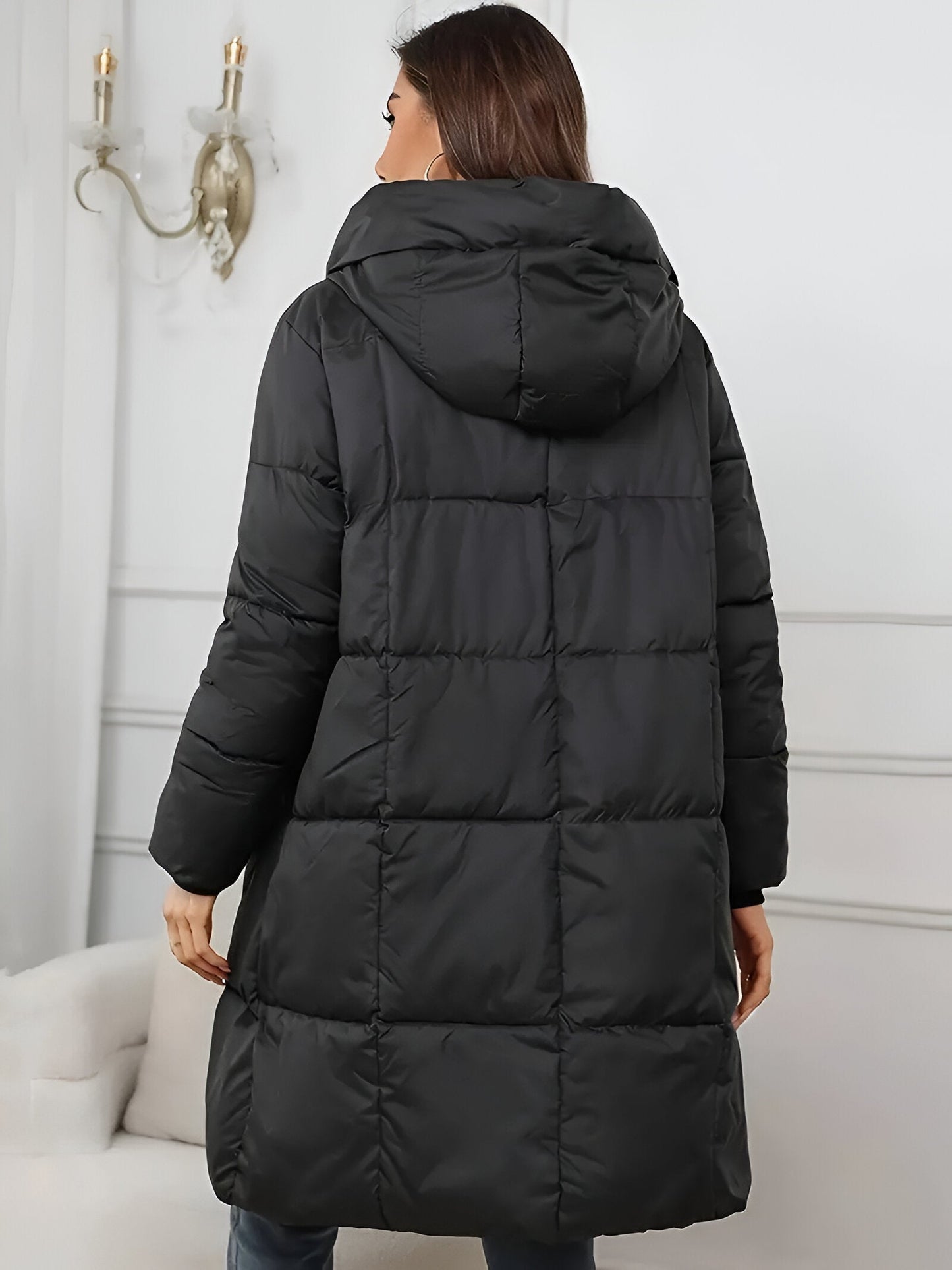 Sigrid | Elegante Plus-Size Lange Jacke mit Kapuze für Damen