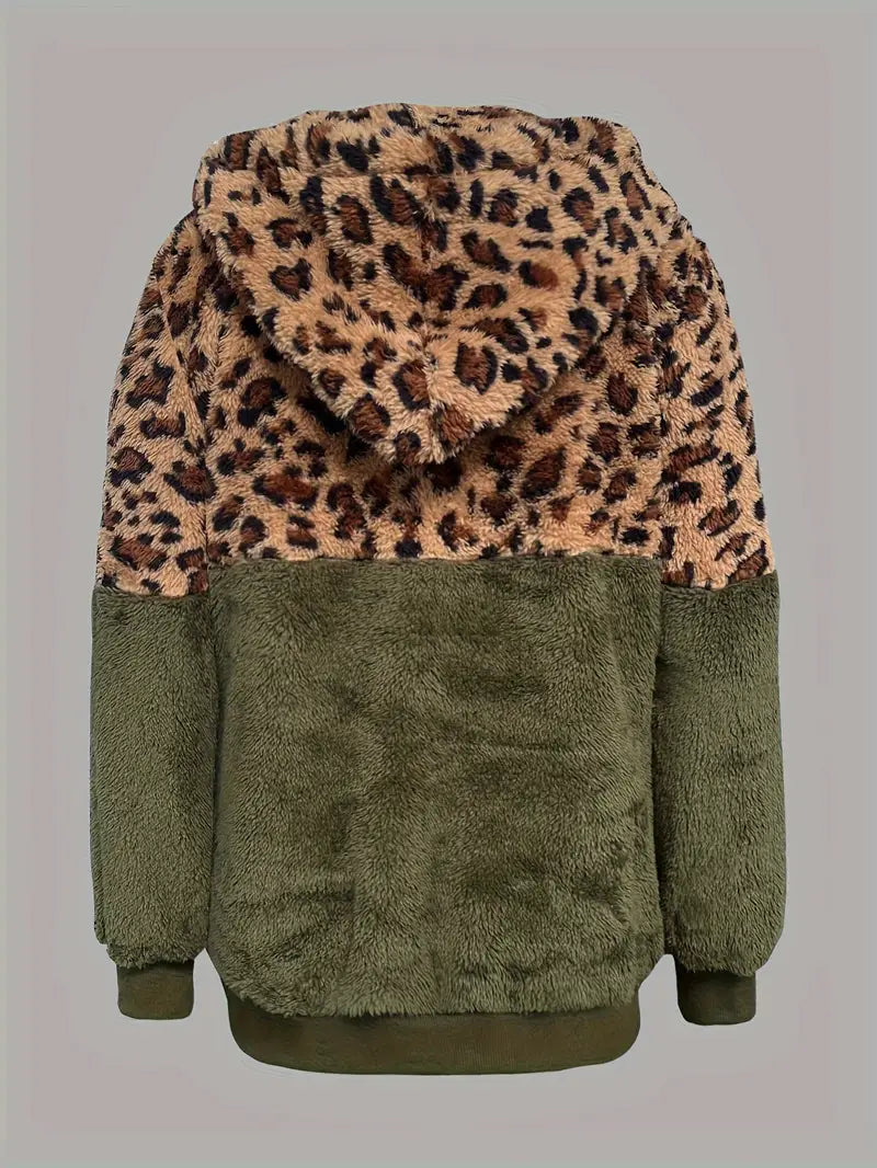 Gordane |Leopard Druck Farbe Block Hoodie Sweatshirt für Frauen