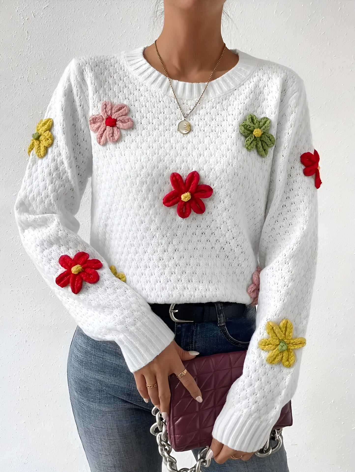 Camila | Pullover mit Rundhalsausschnitt und Blumendruck