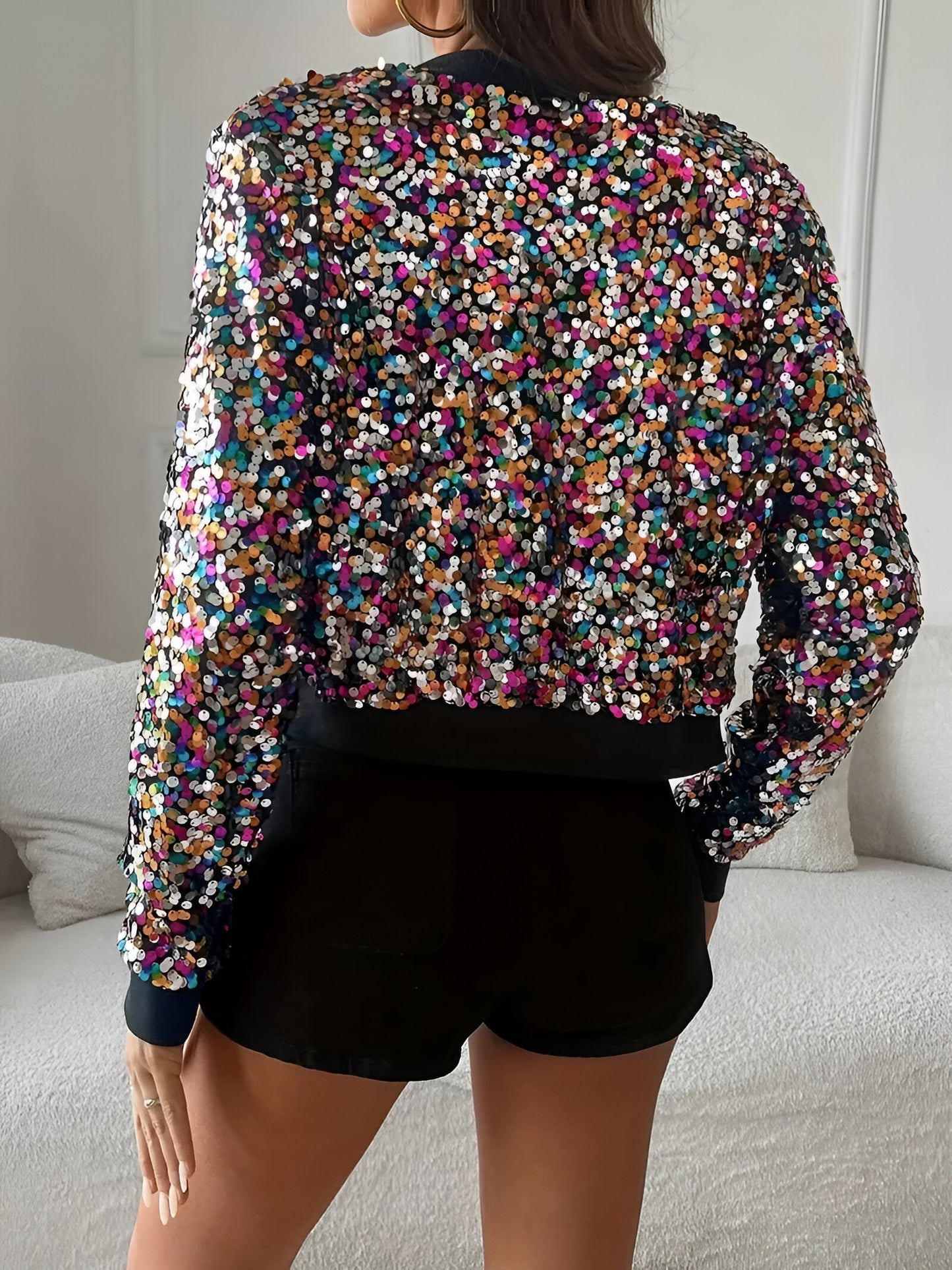 Eleonora | Polka Dot Pailletten Bomberjacke