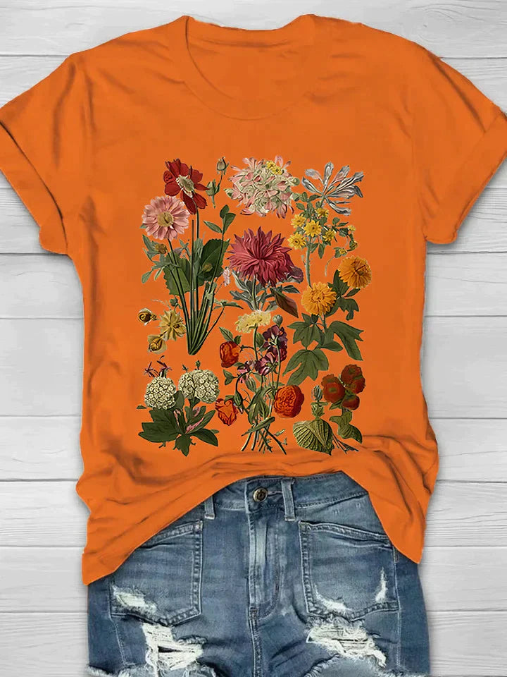 Lorelei - Vintage Blumen Print Damen-T-Shirt