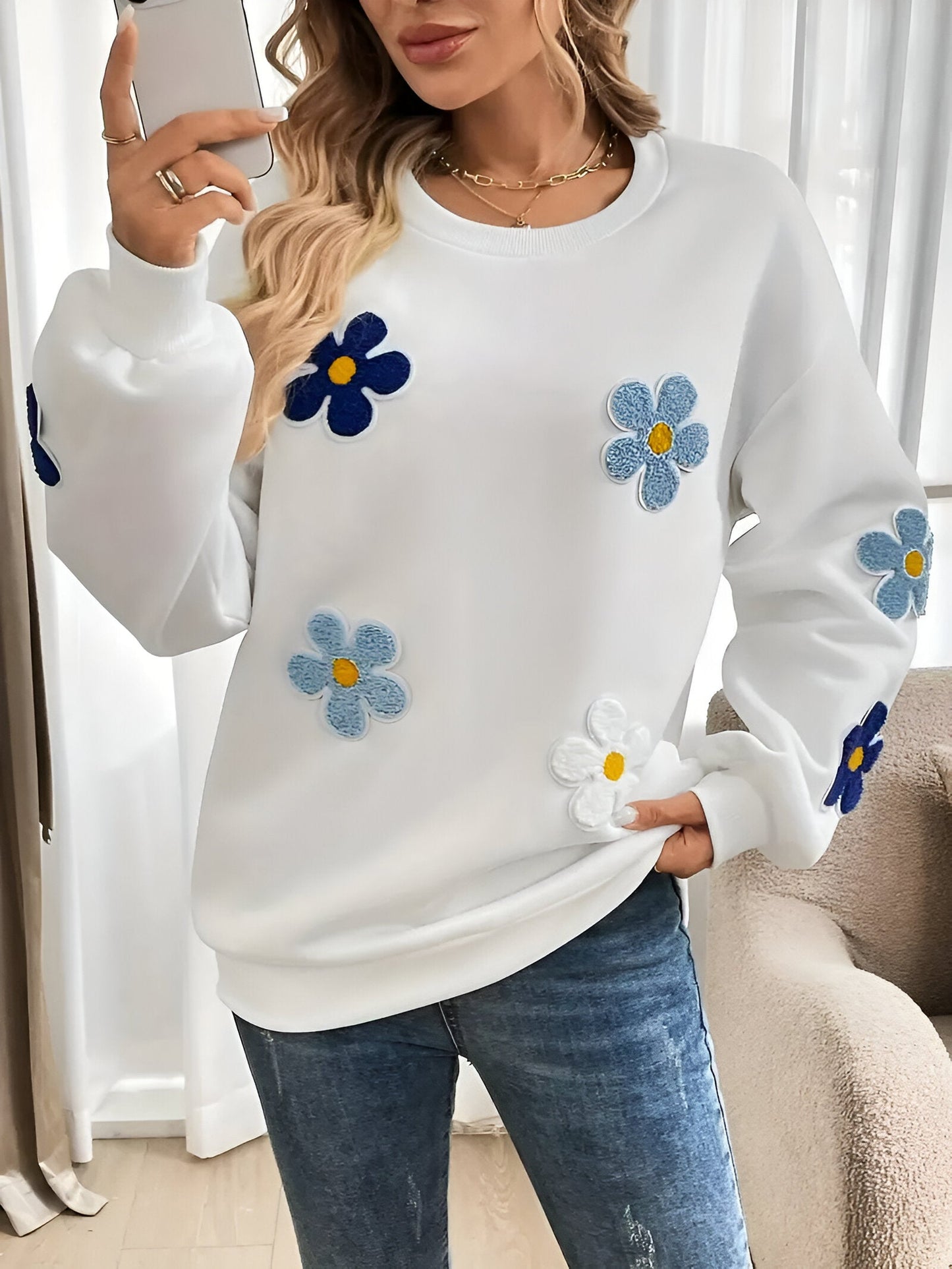 Thekla | Florales Winter Damenpullover