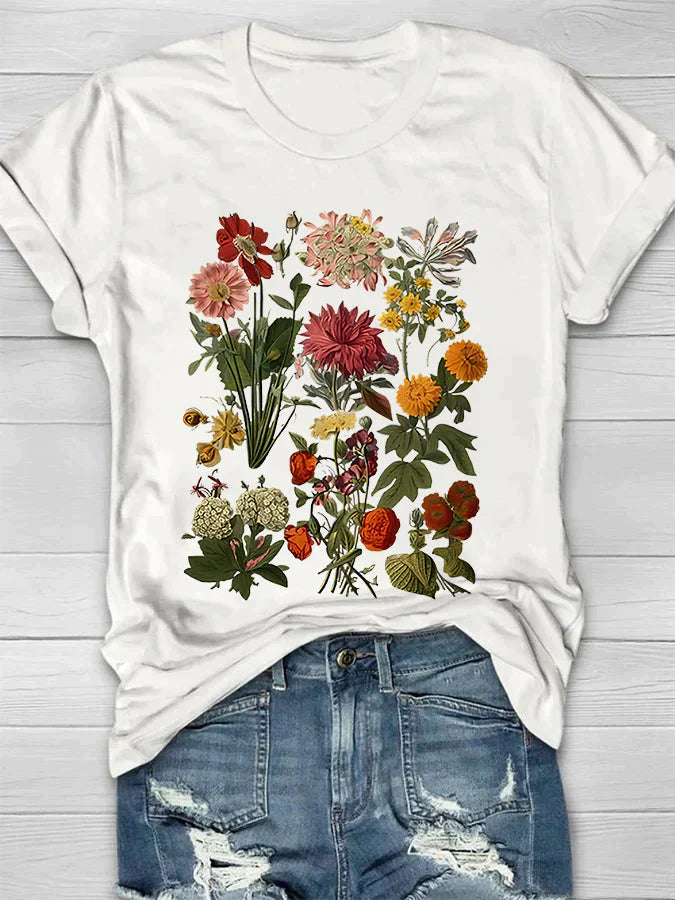 Lorelei - Vintage Blumen Print Damen-T-Shirt