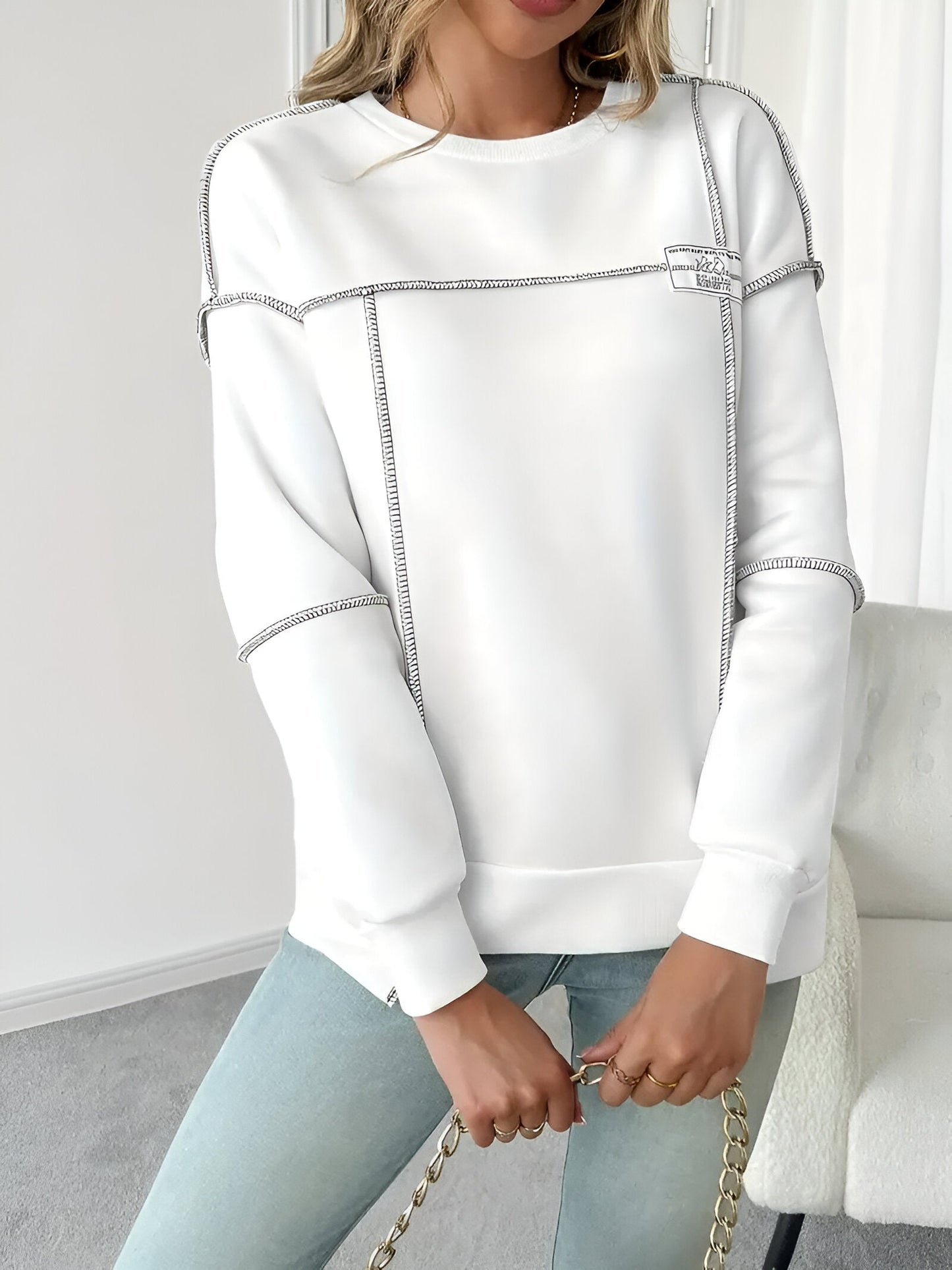 Ottilie | Asymmetrisches Ripp-Sweatshirt mit Kapuze für Damen