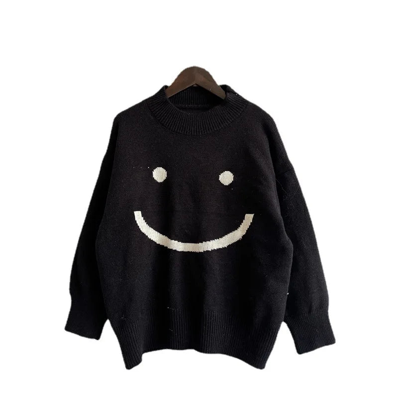 Frisoe |  Herbst Niedliches Smiley-Muster Langarmshirt