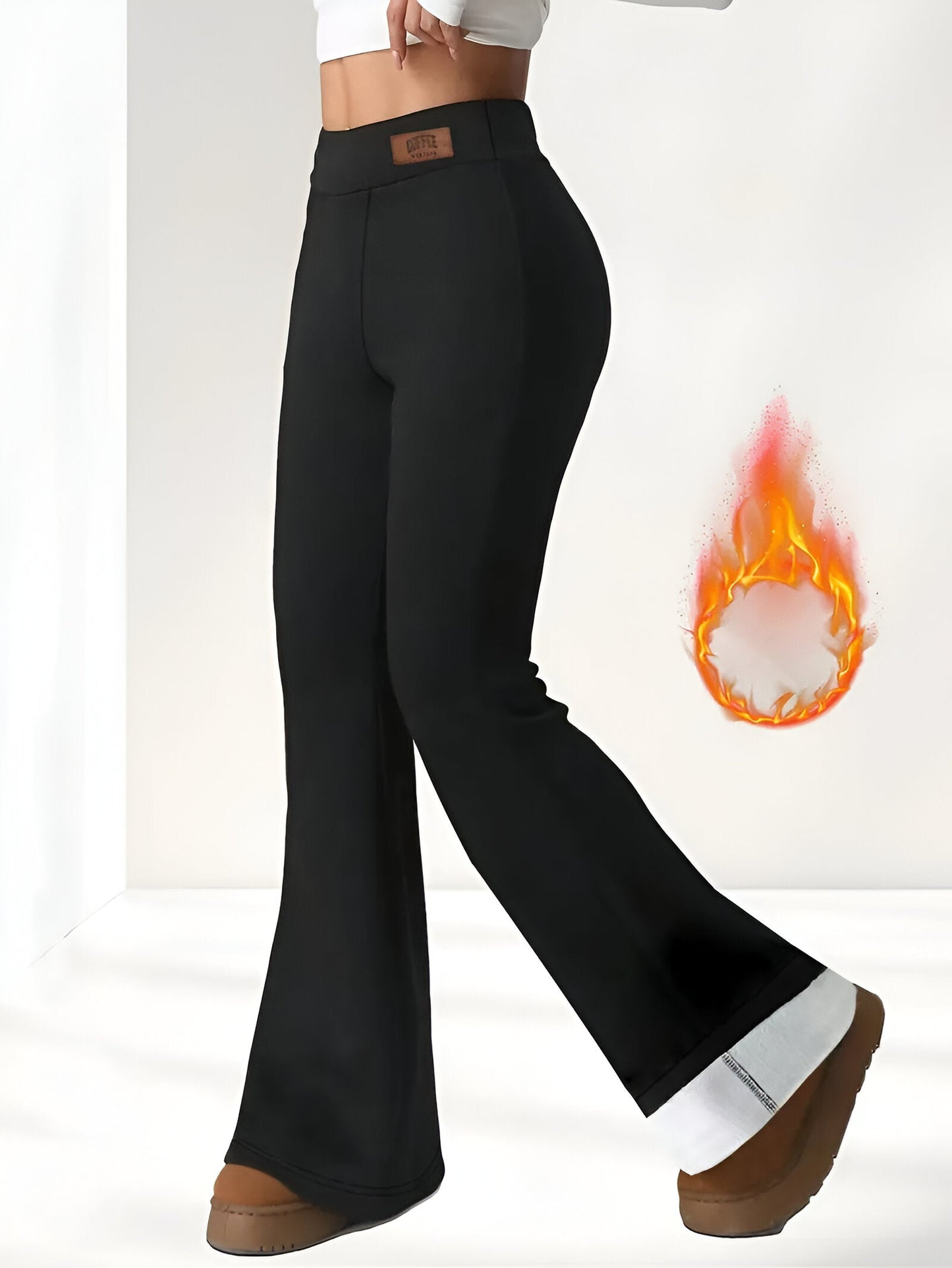 Faustina | High-Waisted Fleecegefütterte Flared Pants für mühelosen Herbst/Winter-Stil