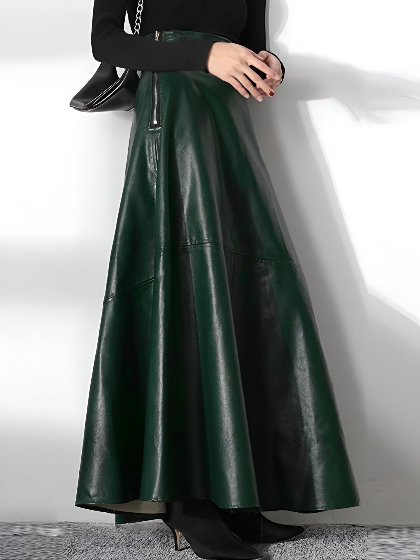 Andreea | Eleganter PU-Leder Maxi-Rock