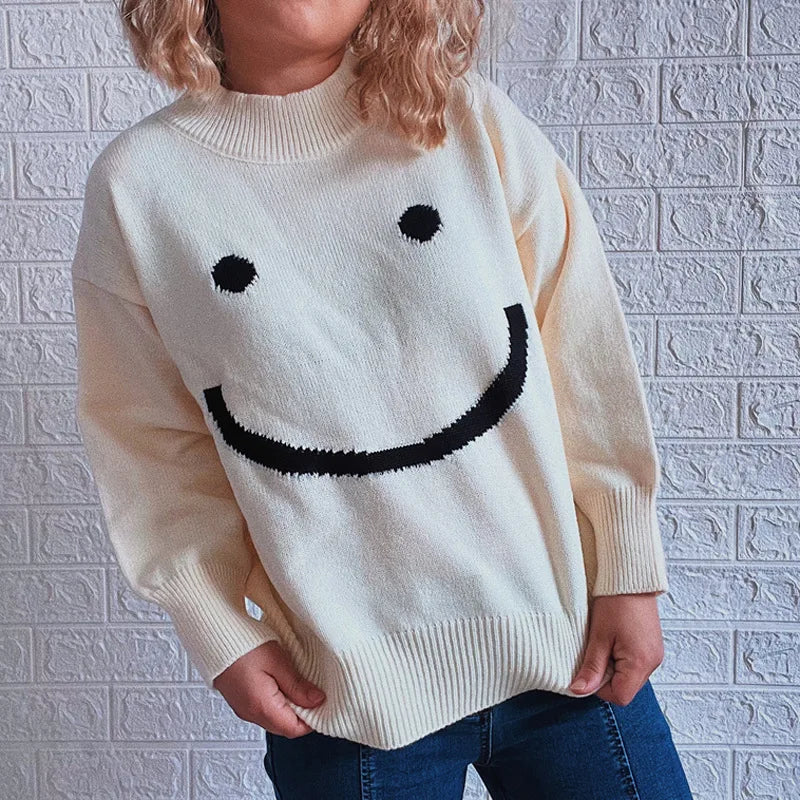 Frisoe |  Herbst Niedliches Smiley-Muster Langarmshirt