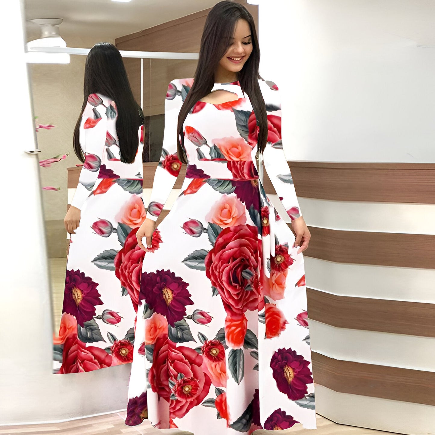 Bronwyn | Elegantes Blumen-Maxikleid für den Herbst