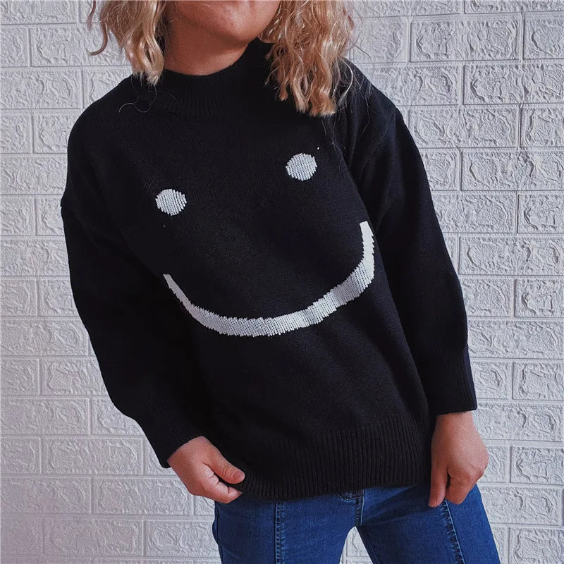 Frisoe |  Herbst Niedliches Smiley-Muster Langarmshirt