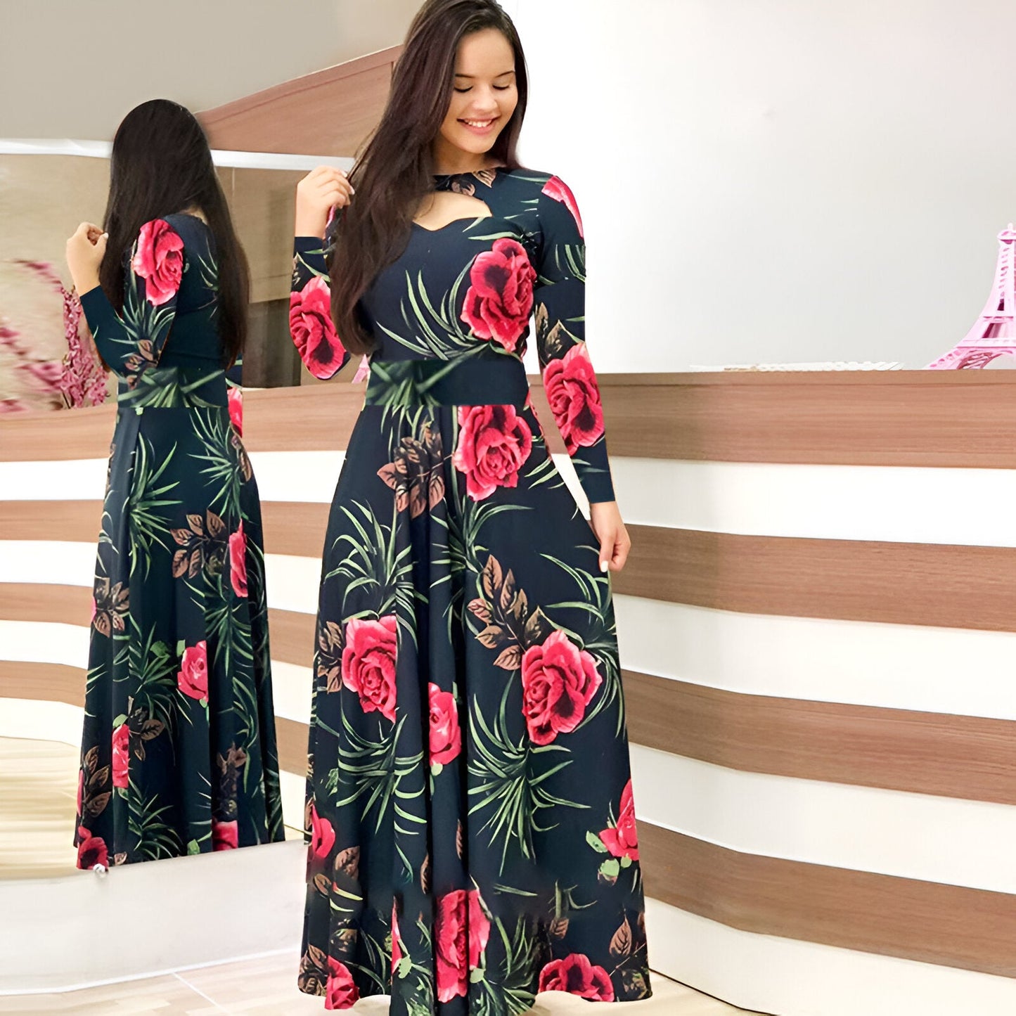 Bronwyn | Elegantes Blumen-Maxikleid für den Herbst